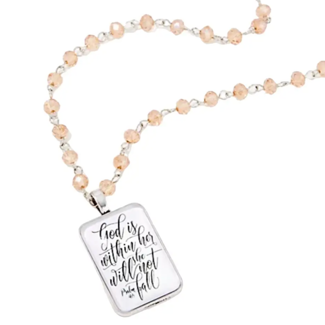 God Is With Her Stone Necklace