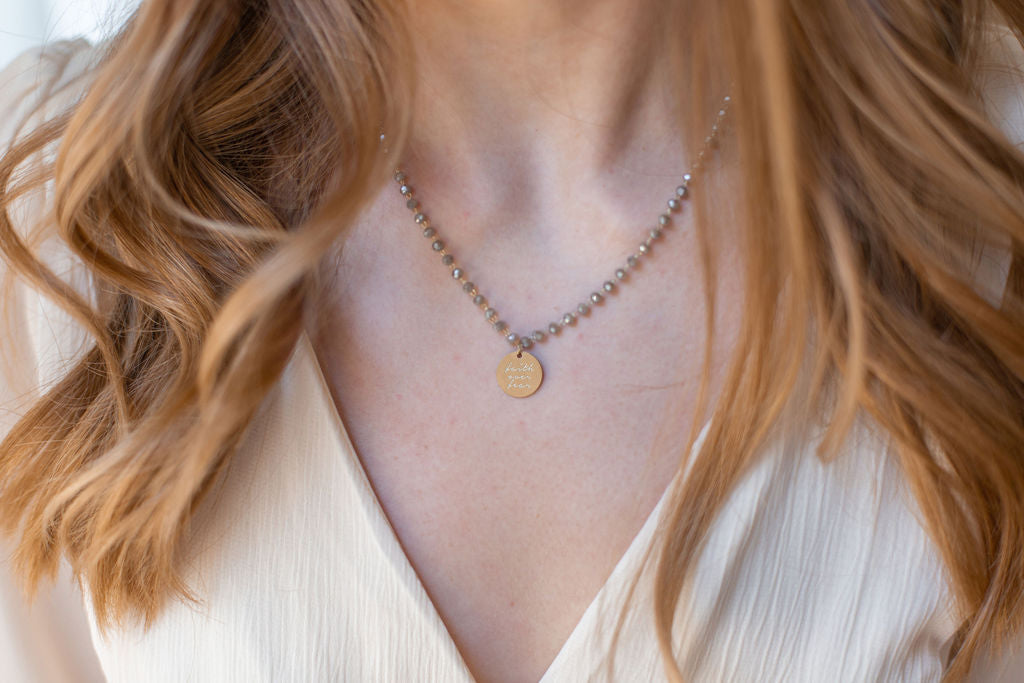 Serenity Stone Gray Pray Necklace