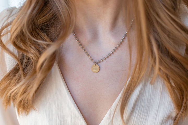 Serenity Stone Gray Pray Necklace