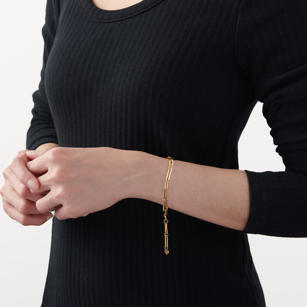 Vintage Sparrow Jewelry 14k minimalist eternity bracelet on model