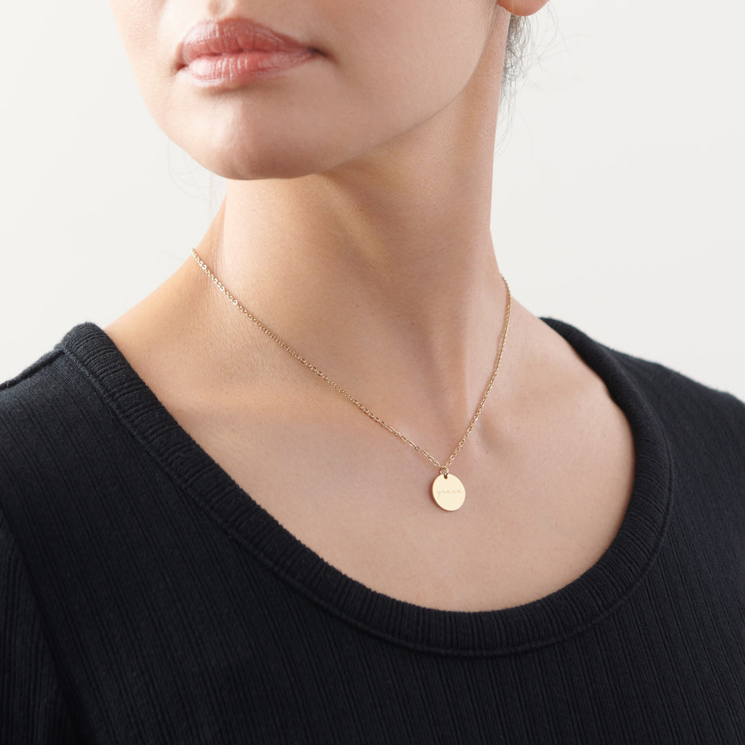 Vintage Sparrow Jewelry 14k Minimalist Grace Necklace on model