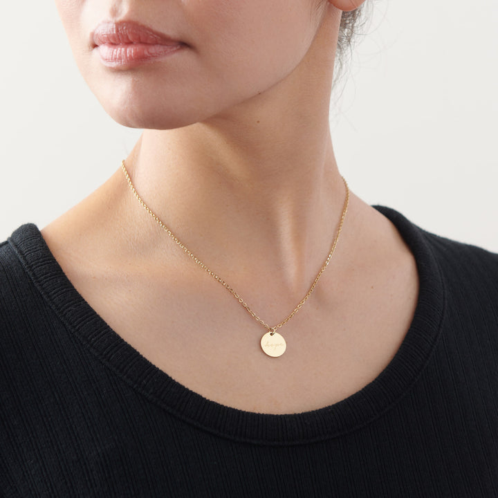 Vintage Sparrow Jewelry 14k Minimalist Hope Script Shiny Necklace