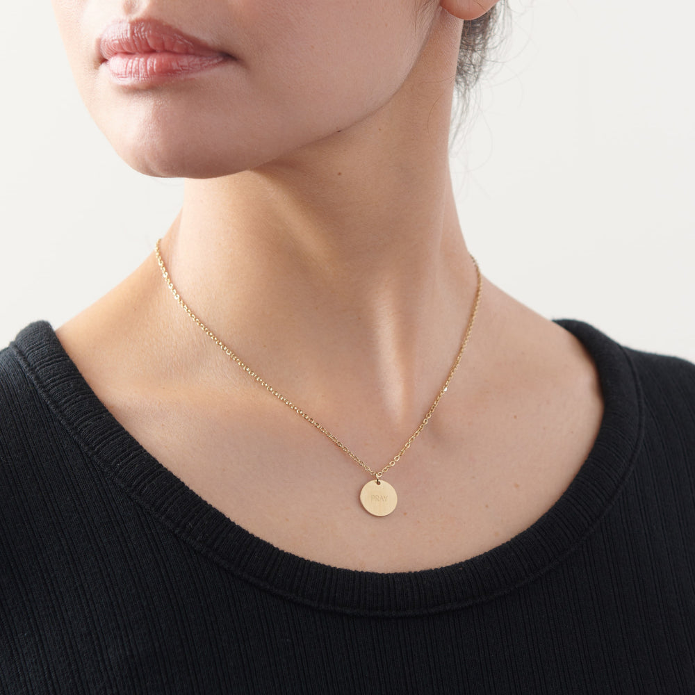 Vintage Sparrow Jewelry 14k Minimalist Pray Matte Bold Necklace
