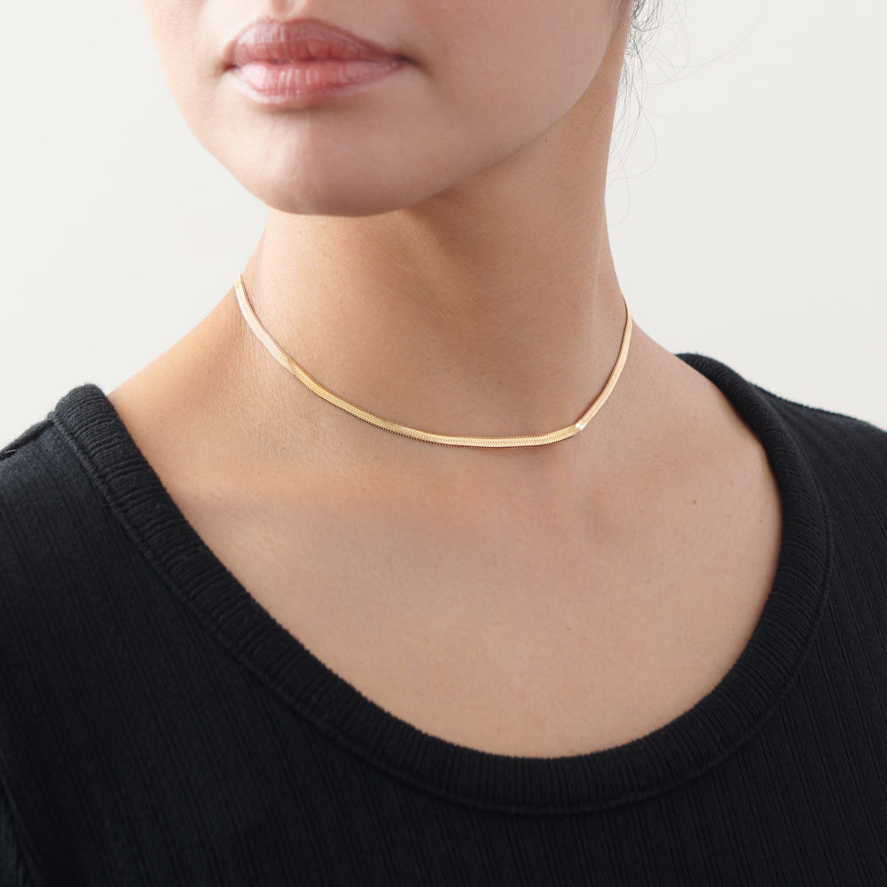 Vintage Sparrow Jewelry 14k Minimalist Forever Necklace on model