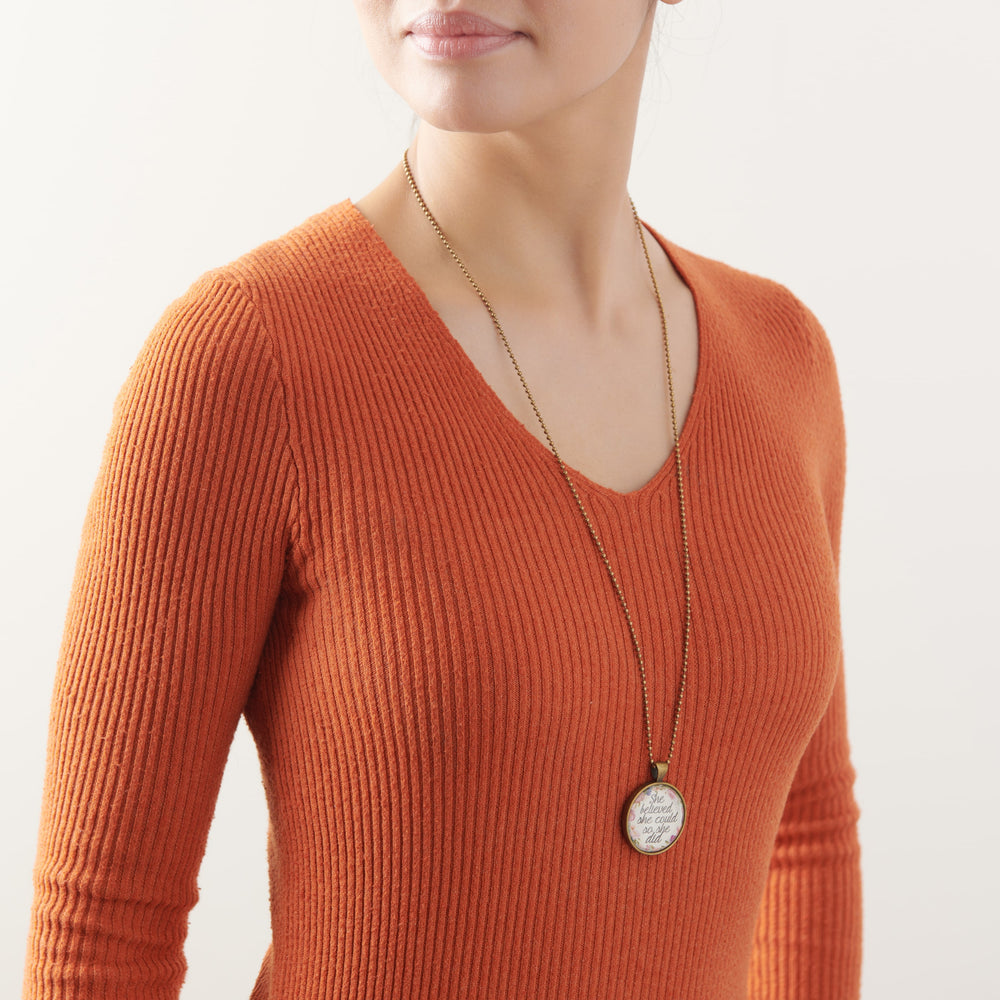 Vintage Sparrow Jewelry She Believed Necklace on model