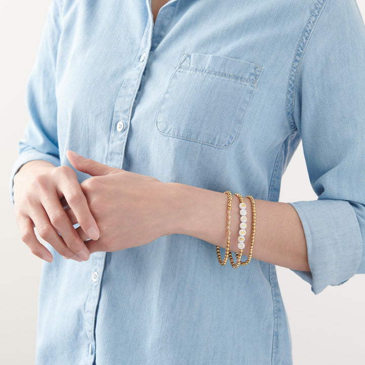 Vintage Sparrow Jewelry Blessed Stack Bracelet on model