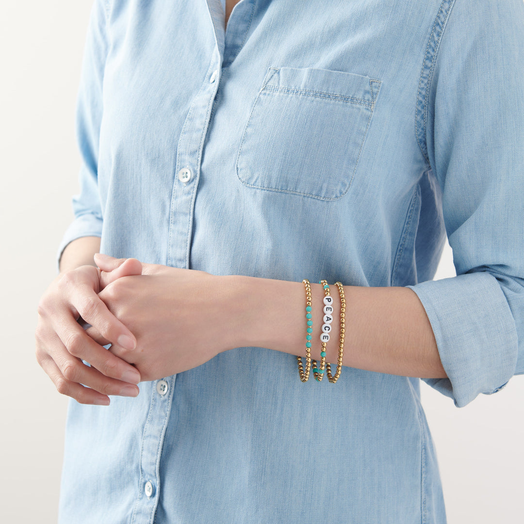 Vintage Sparrow Peace Stack Bracelet on model