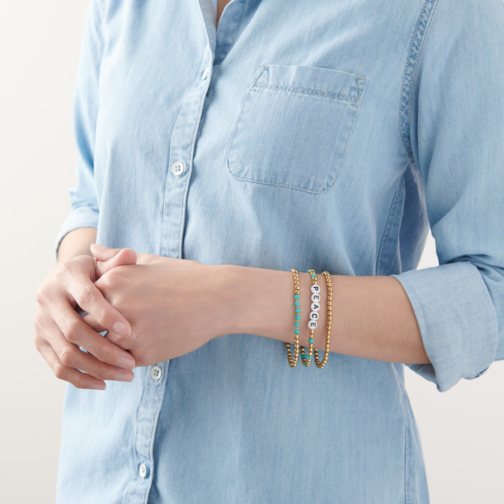 Vintage Sparrow Peace Stack Bracelet on model