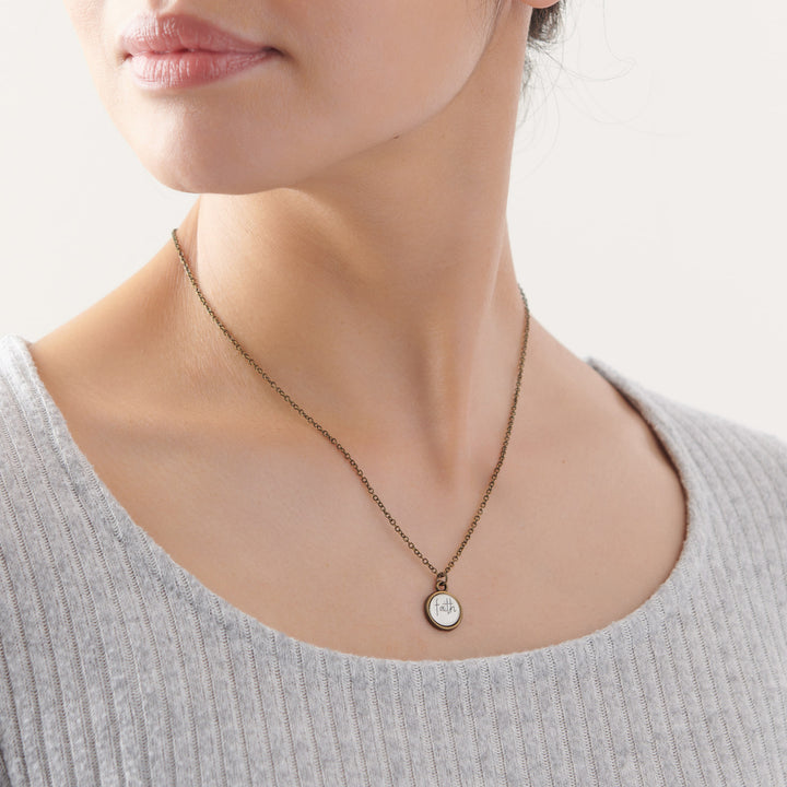 Vintage Sparrow Jewelry Tiny Classic Faith Necklace on model