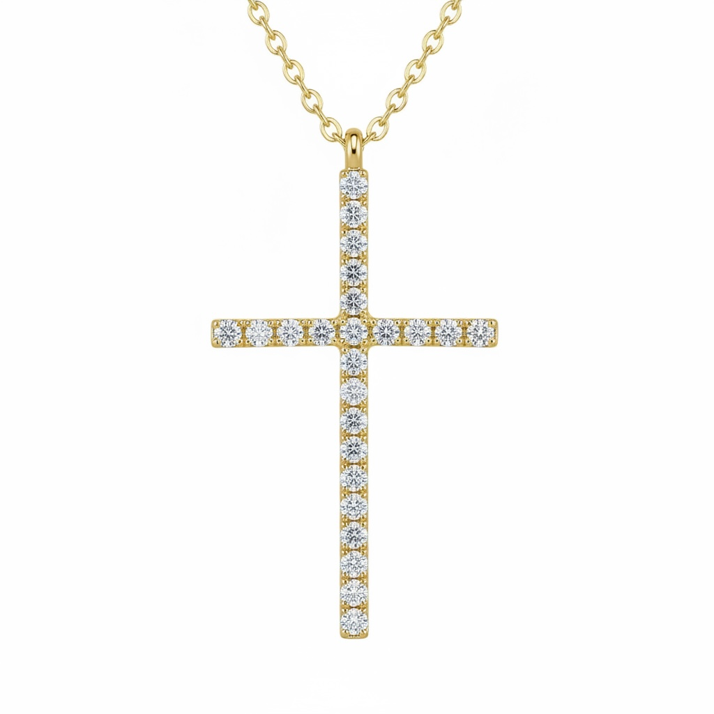 Cross Pave Pendant Gold