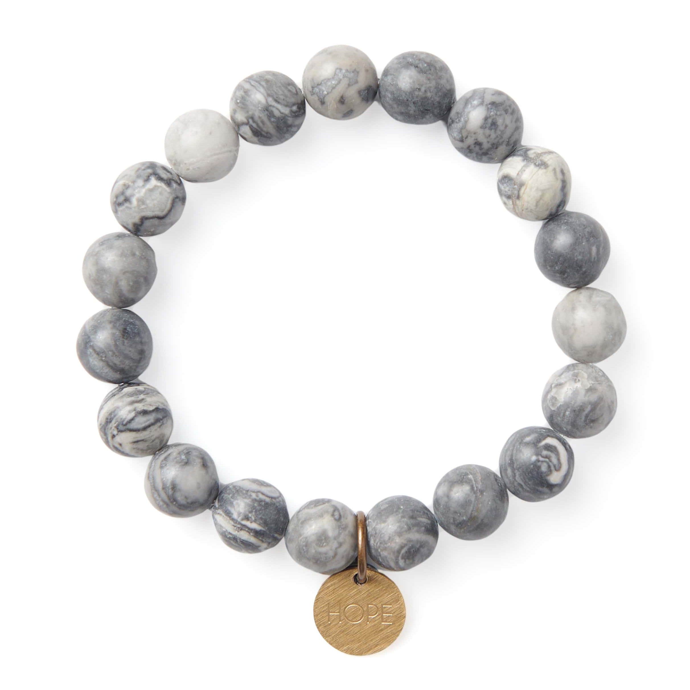 The Vintage Sparrow Serenity Bead Bracelet 14K Gold Plated Gray