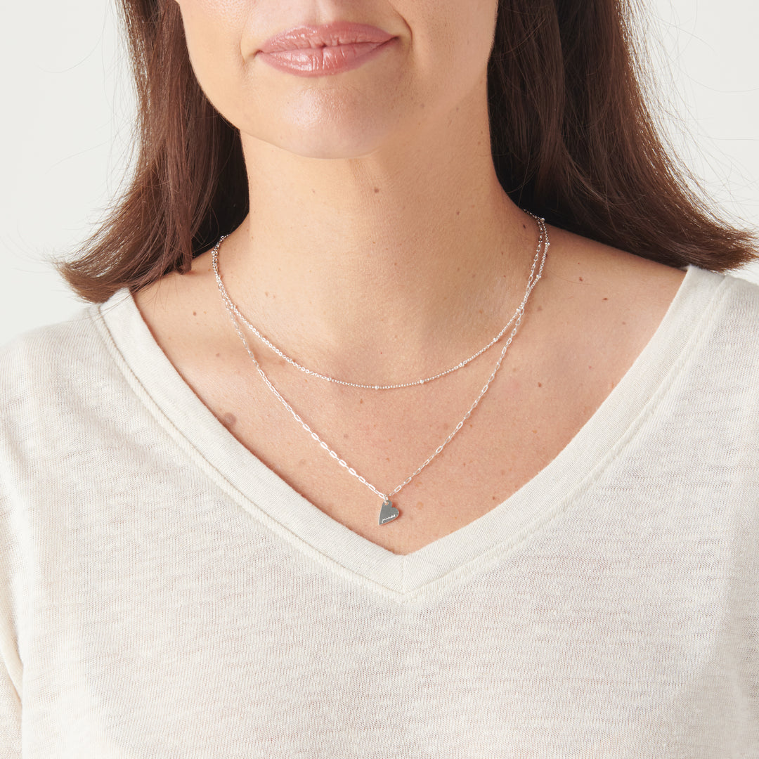 Silver Heart Layered Necklace
