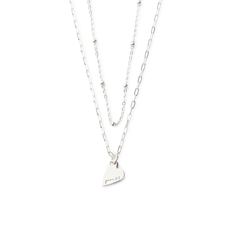 Silver Heart Layered Necklace