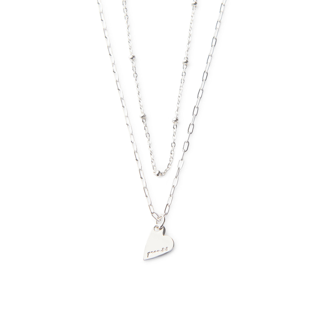 Silver Heart Layered Necklace