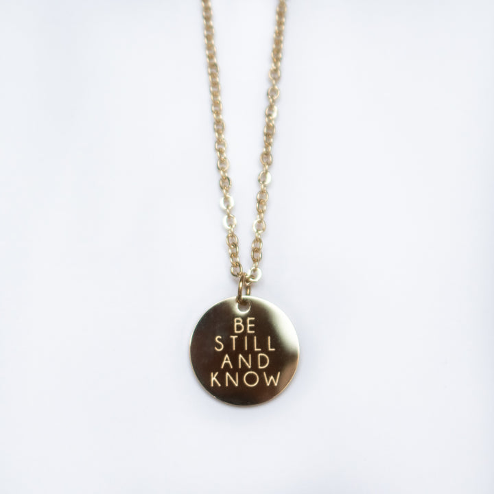 Vintage Sparrow Jewelry 14k Minimalist Necklace Be Still and Know