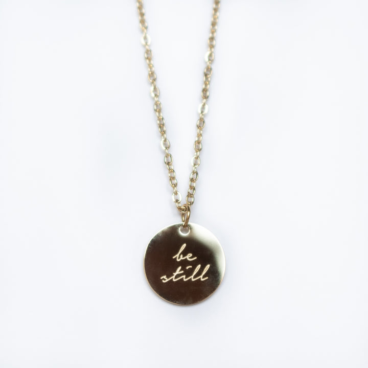 Vintage Sparrow Jewelry 14k Minimalist Necklace Be Still and Know