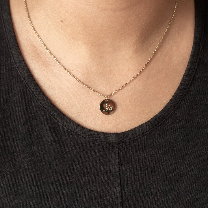 Vintage Sparrow Jewelry 14k Minimalist Necklace Be Still and Know