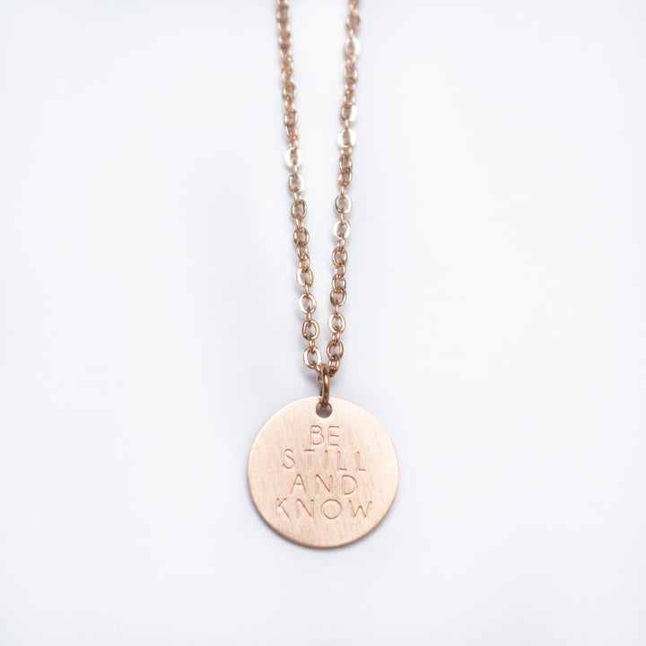Vintage Sparrow Jewelry 14k Minimalist Necklace Be Still and Know