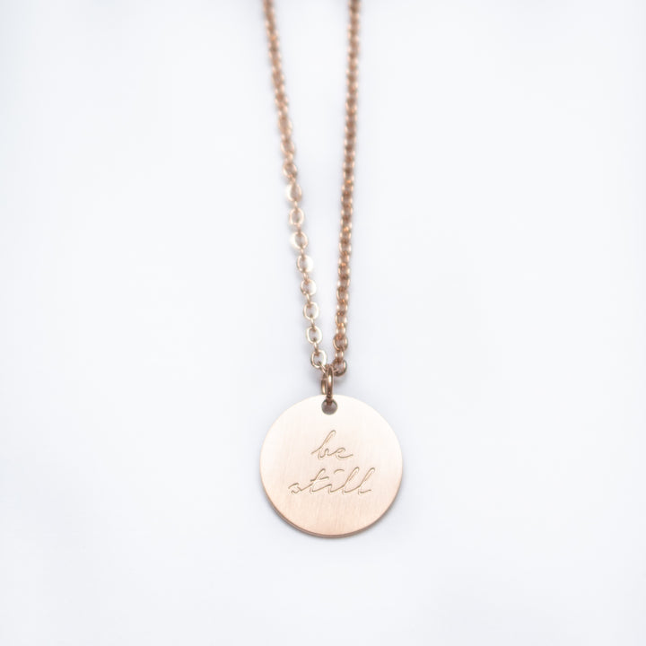 Vintage Sparrow Jewelry 14k Minimalist Necklace Be Still and Know