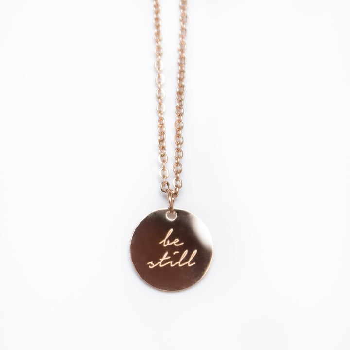 Vintage Sparrow Jewelry 14k Minimalist Necklace Be Still and Know