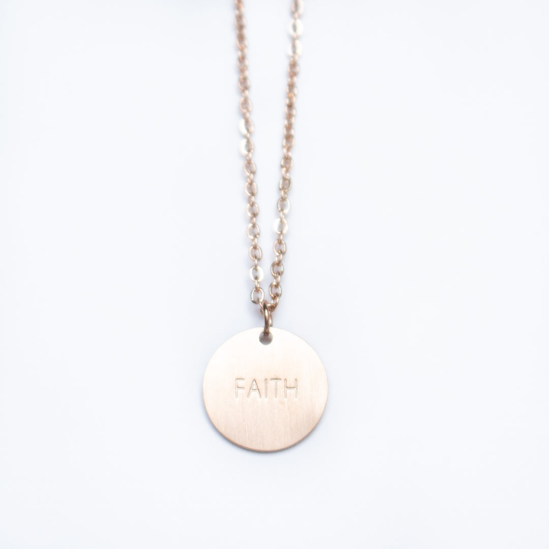 Vintage Sparrow Jewelry 14k Minimalist Faith Matte Bold Necklace