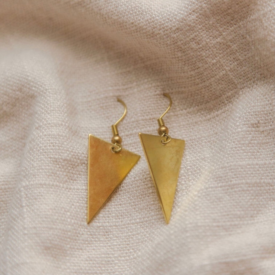 Vintage Sparrow Jewelry Tri Brass Earrings