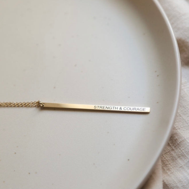 Vintage Sparrow Jewelry Strength and Courage 14k Minimal Necklace