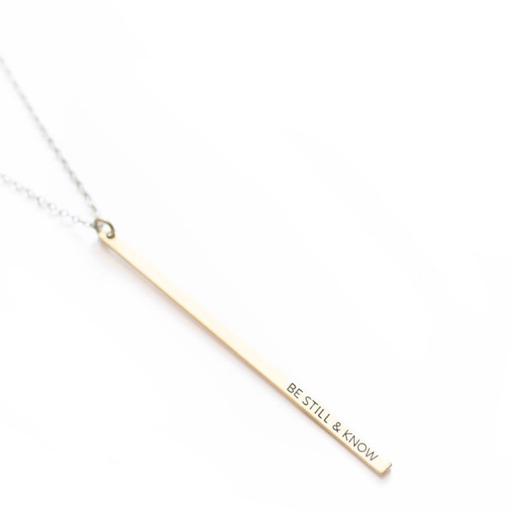 Vintage Sparrow Jewelry 14k Bar Necklace Be Still and Know