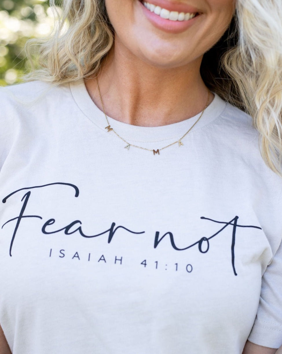 Vintage Sparrow Jewelry Fear Not T-Shirt on model