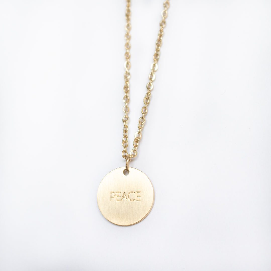 Vintage Sparrow 14k Peace Matte Bold Necklace