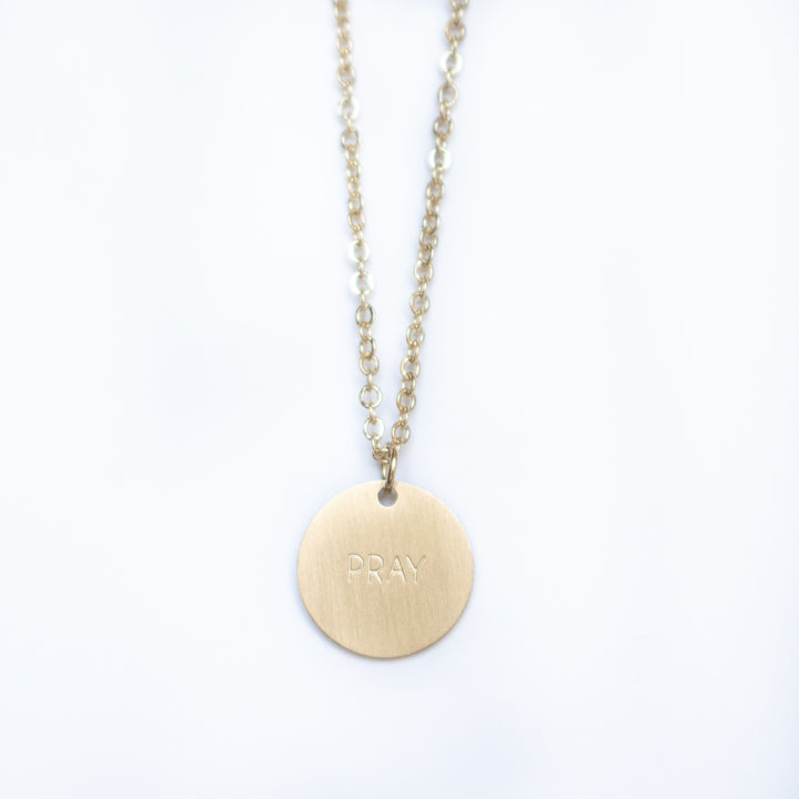 Vintage Sparrow Jewelry 14k Minimalist Pray Matte Bold Necklace
