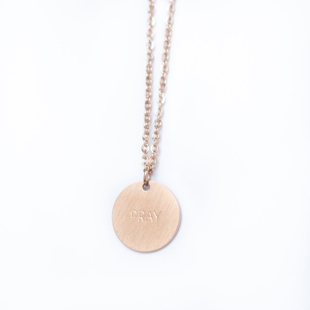 Vintage Sparrow Jewelry 14k Minimalist Pray Matte Bold Necklace